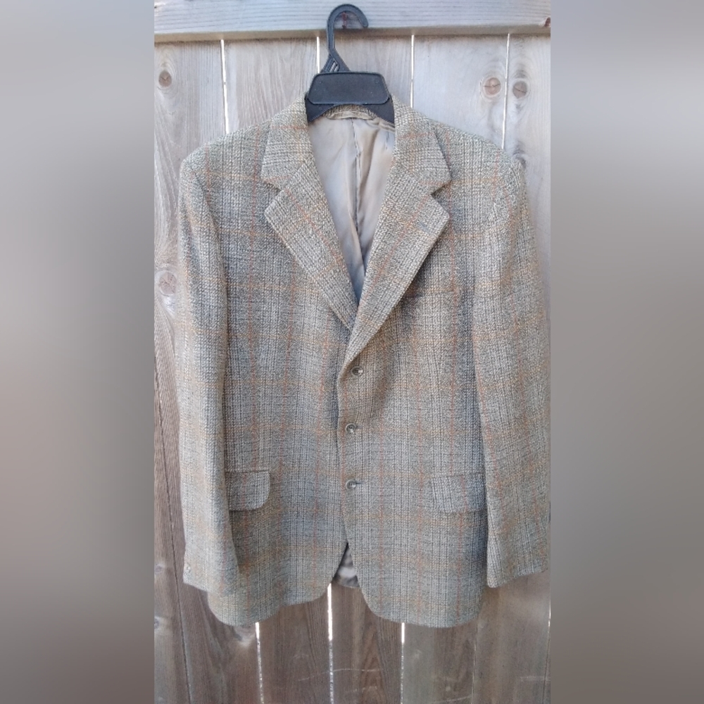 Dunn & Co England Tweed Wool Blazer Jacket Sportscoat 42R Tan Vintage Preppy